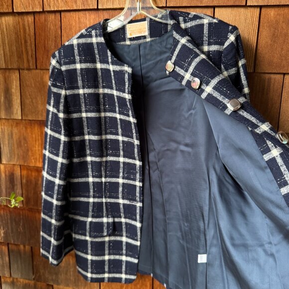 VTG Pendleton Blue Plaid Check Wool 80s Dark Academia USA Women's - Picture 8 of 15